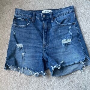 Abercrombie & Fitch Blue Distressed 4” Jean Shorts